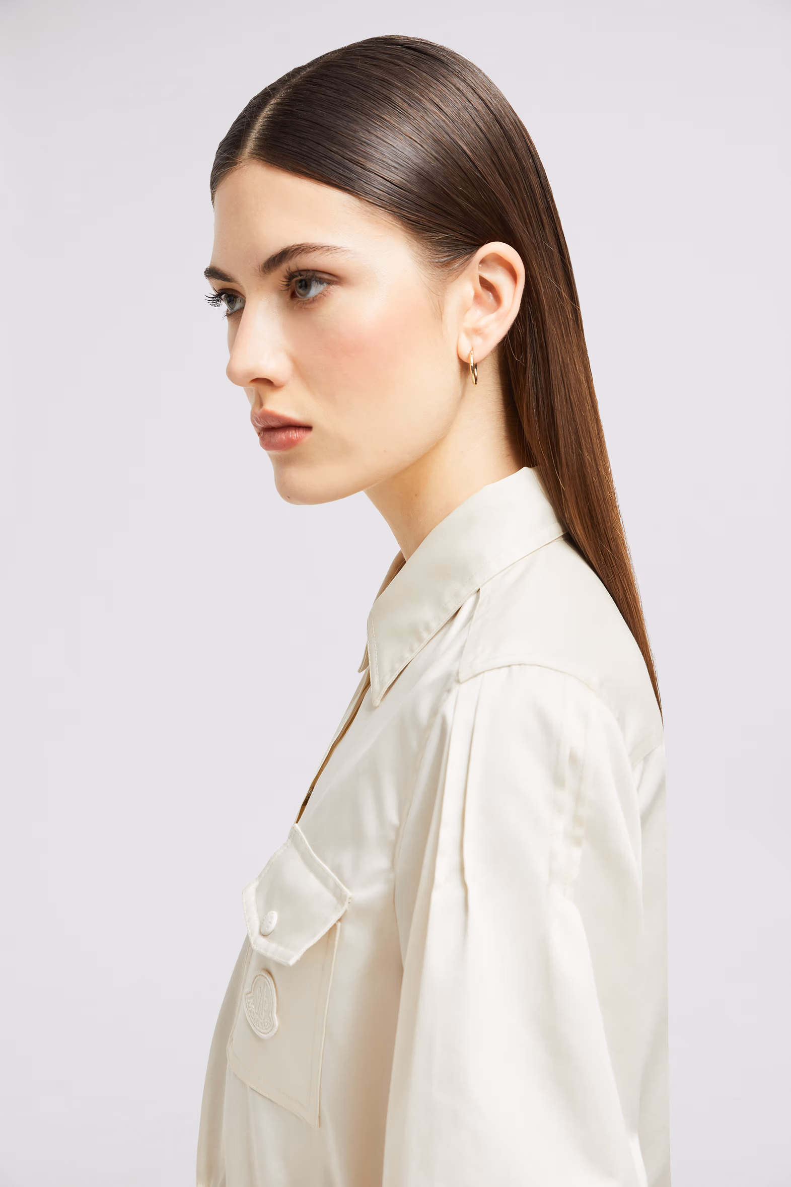 Cotton & Silk Midi Shirt Dress Women White Ivory Moncler 4